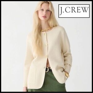 J. Crew Giselle Long Cardigan in Ivory Wool. Size L.
